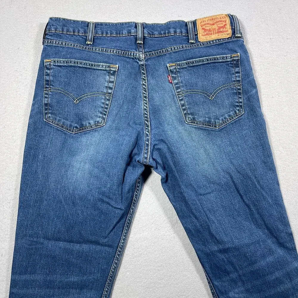Levi's Mens 511 Straight Leg Stretch Jeans 36x28 Medium Blue Denim (38x30 tag)‎